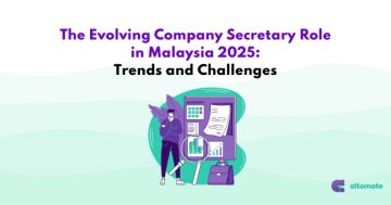 Illustration highlighting the evolving company secretary role in Malaysia 2025, focusing on trends, challenges, and the importance of governance and compliance.