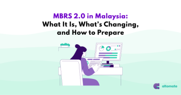 llustration of a woman working at a computer with charts on screen, accompanied by the title “MBRS 2.0 in Malaysia: What It Is, What’s Changing, and How to Prepare” and the Altomate logo.